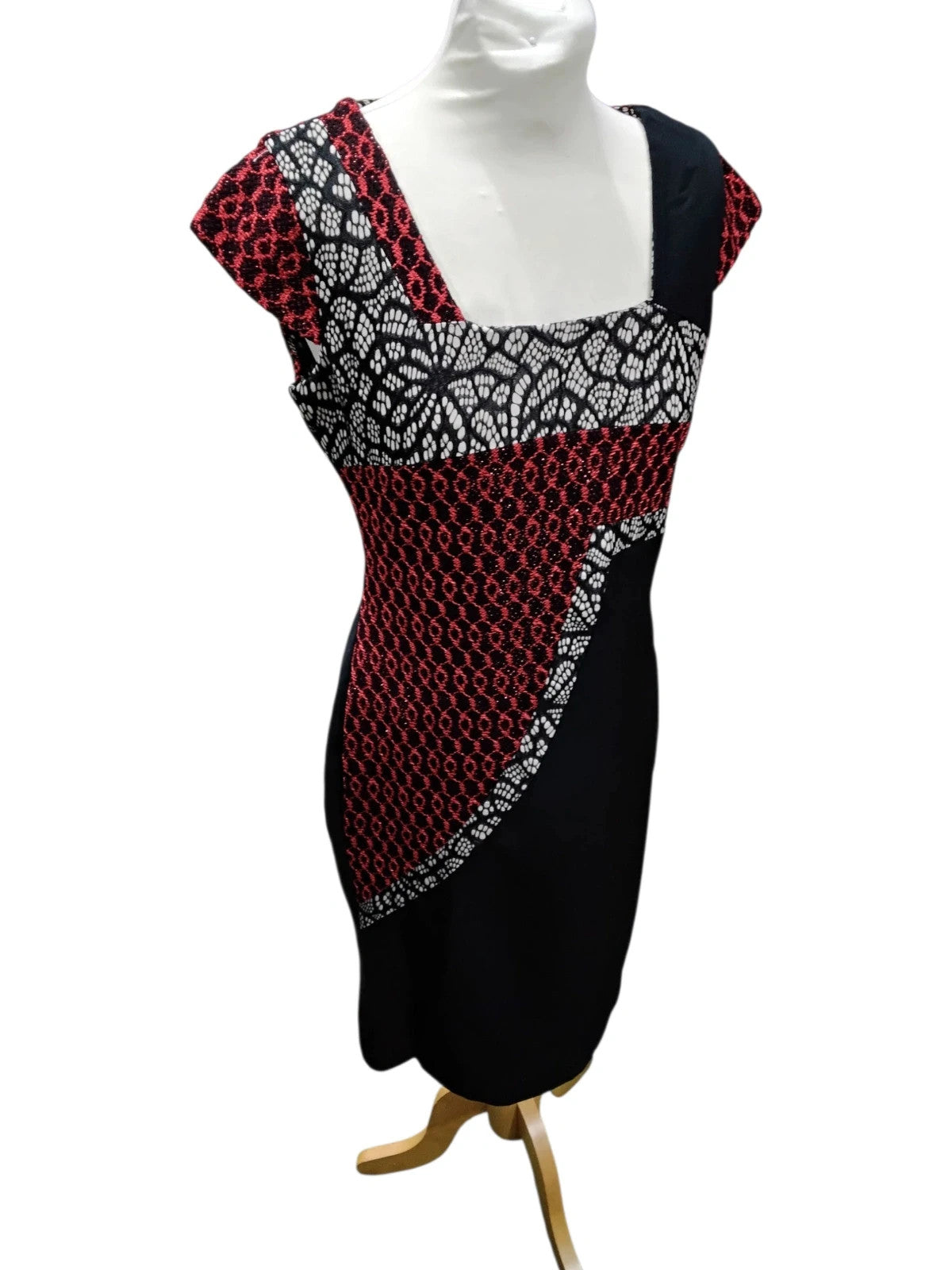 7242 Black & Red Bodycon Midi Dress #CollectionLondon