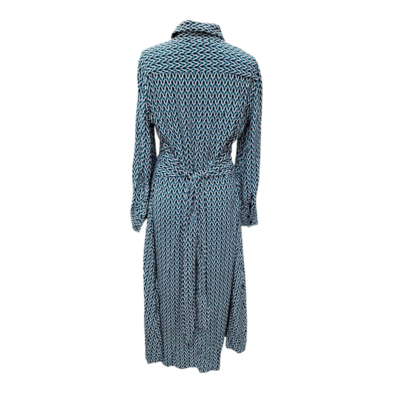 7371 M&S Collection black&cream and blue l/s dress