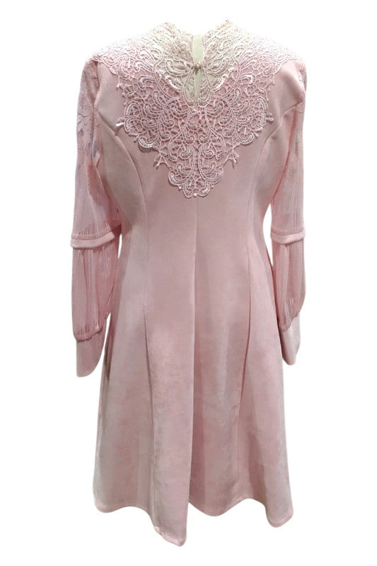 So Amazing Dress l/s lace pink Sz 14 8091CDC