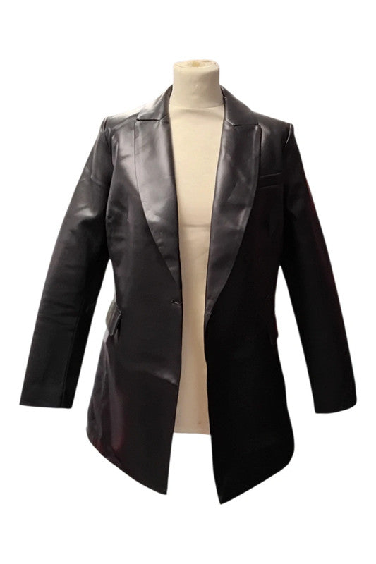 8444 Black pleather coat