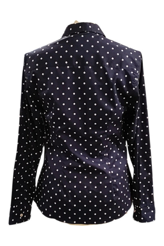 5357 Savile Row Navy polka dot shirt