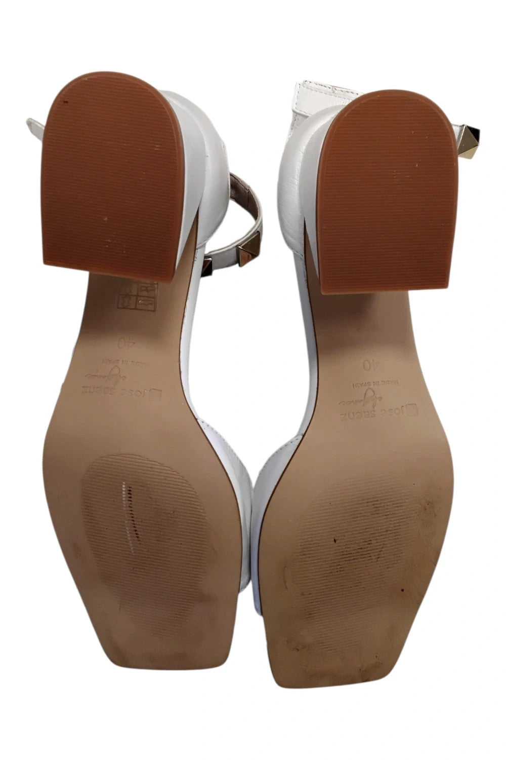 8367 Jose Saenz White Leater Sandals