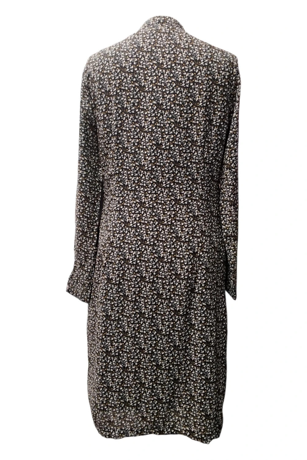 8659 Rant&Rave Black floral print long sleeve button up dress