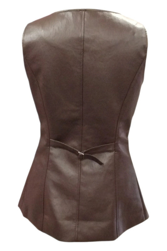 8911MG River Island Brown Faux Leather Vest
