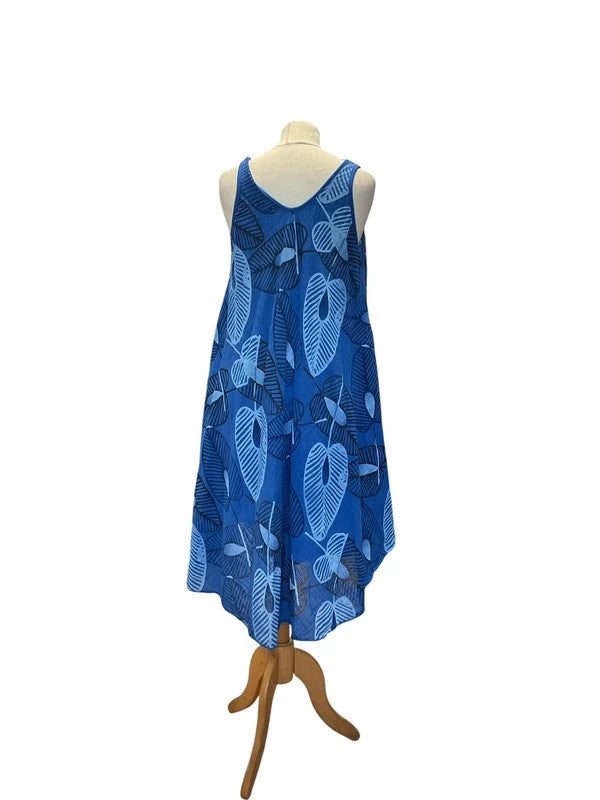 Made in Italy Dress Summer Blue Sz one 9159TC