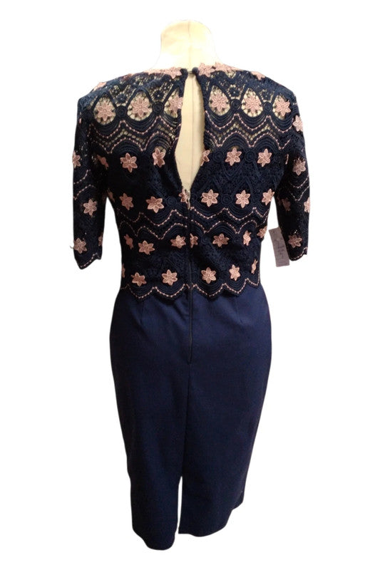 Paper Dolls Navy Floral Midi Dress Sz 8