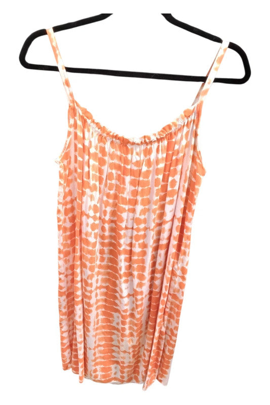 Made in Italy one size orange and white flowy loose-fit summer dress 9149TC