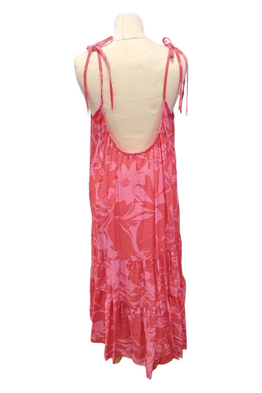 Dunnes Red&Pink Dress Sz 14 9150TC