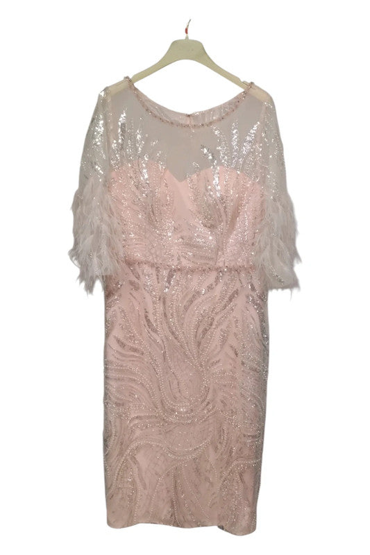 LaBella Pink feather Mother of the Bride Sz 16 9205COR