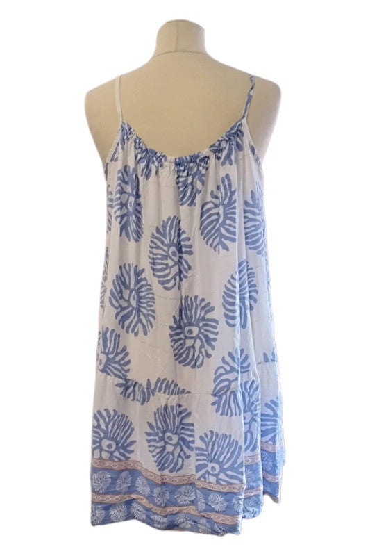 Made in Italy white & blue dress one size 9152TC