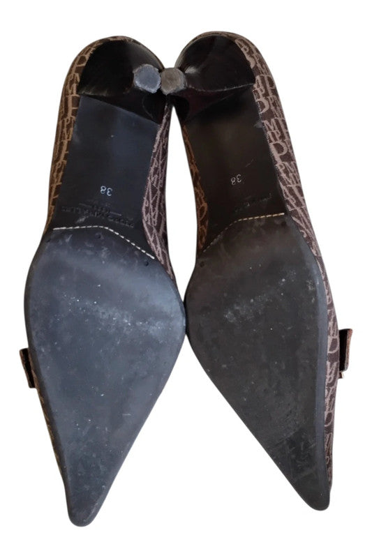 Pedro Miralles Brown pumps with gold buckle detail Sz 38