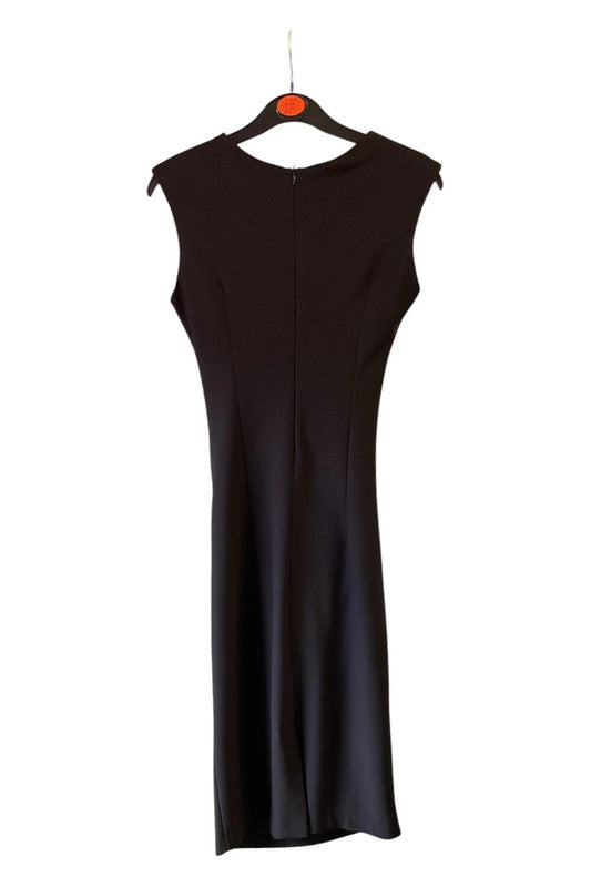 Rinascimento Dress Black midi with drape detail Sz S 9227MAR