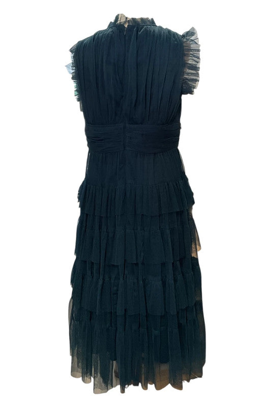 Coast brend mesh turquoise tiered maxi dress size 14 9347LTI