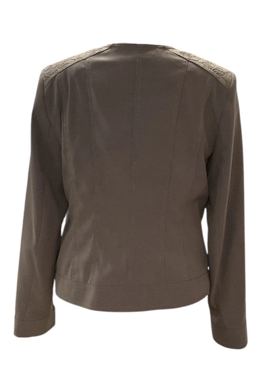 9370JC David Emanuel Grey Lace Biker Jacket size 10