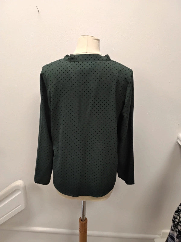 Compania Fantastica Blouse Green&Black dot Sz M 9385BML