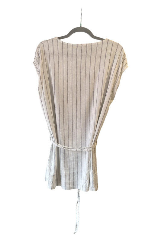 Bonmarche Top Cream & white striped with tie waist new with tags Sz 12 9441JC
