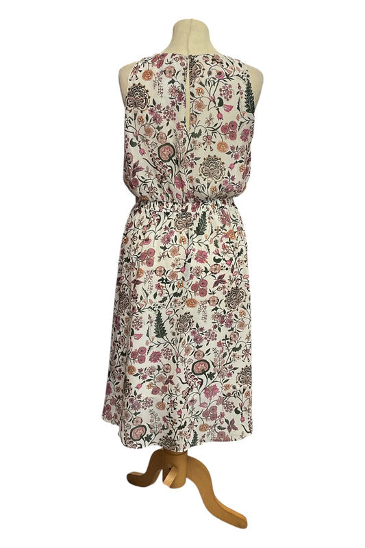 H&M Dress Cream Print Floral midi Sz 38 9472YMC