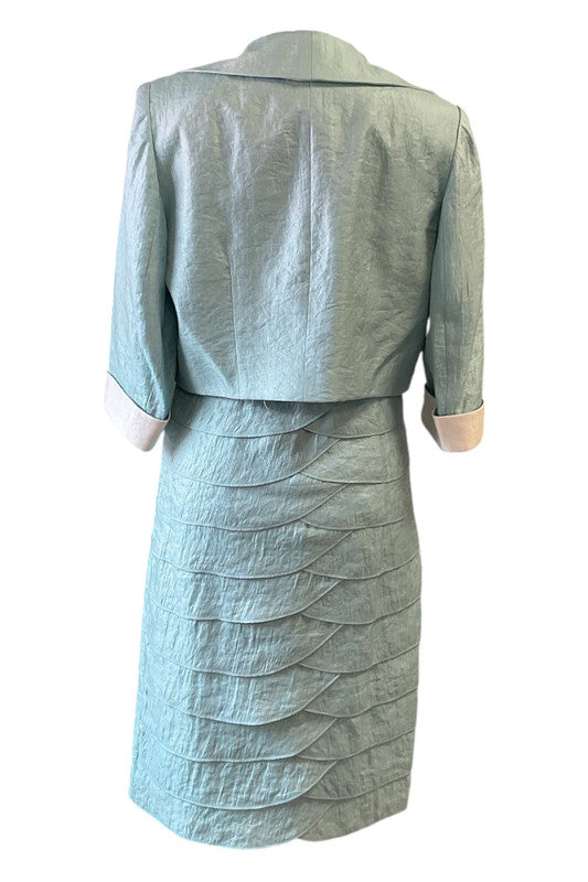 Light blue ruffled dress with matching jacket Size 10 9537JC