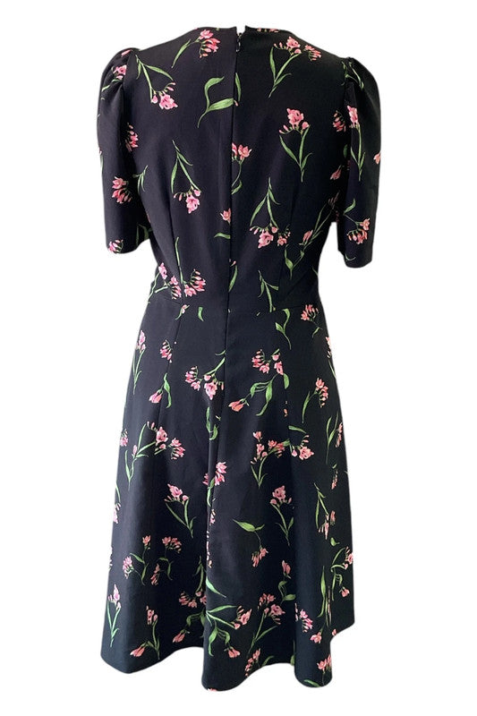 Black floral midi dress Size S 8187NN