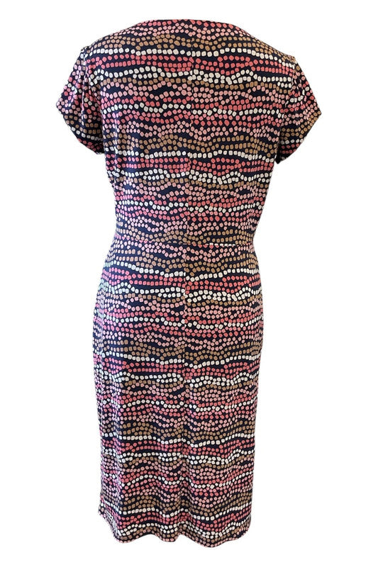 Multicoloured midi dress with short sleeves Size 12 6599CDC