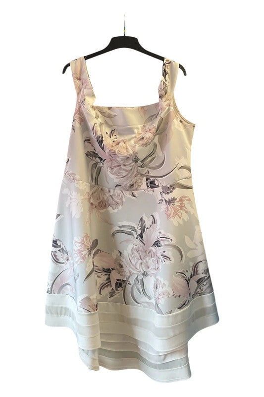 Quiz Dress grey floral print sleeveless Sz 26 9556KMC
