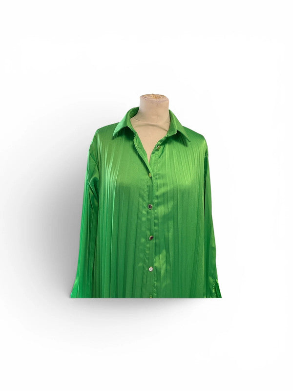 Zeta Otto Dress green pleated maxi size one 9554KMC