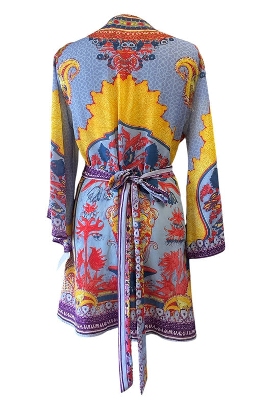 No brand wrap dress purple print Size M 9582CAK