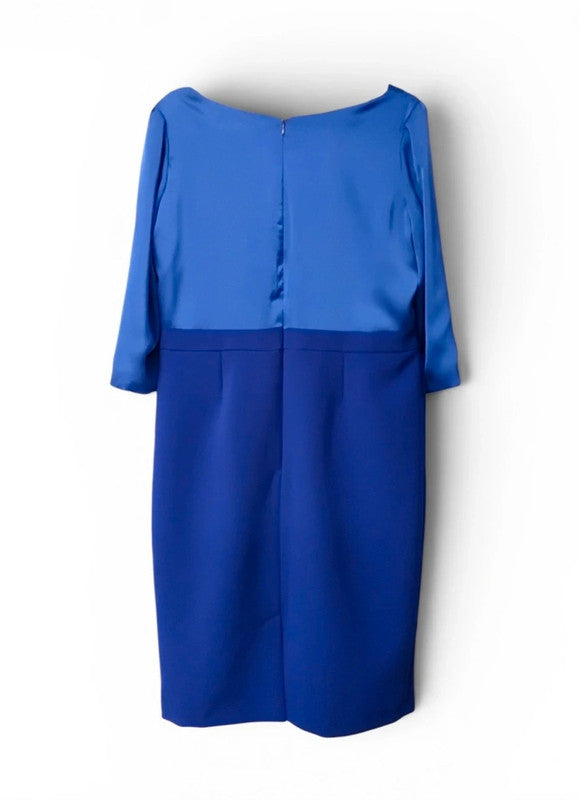 Fee G Dress blue 3/4 sleeve with satin top Sz 16 9645PG
