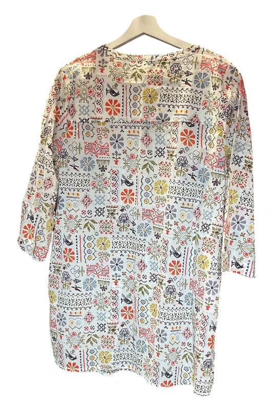 Seasalt Cornwall Smock dress floral white print size 14 9675JOH