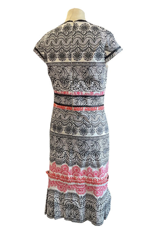 Karen Millen Dress black print size 12 9720RSW