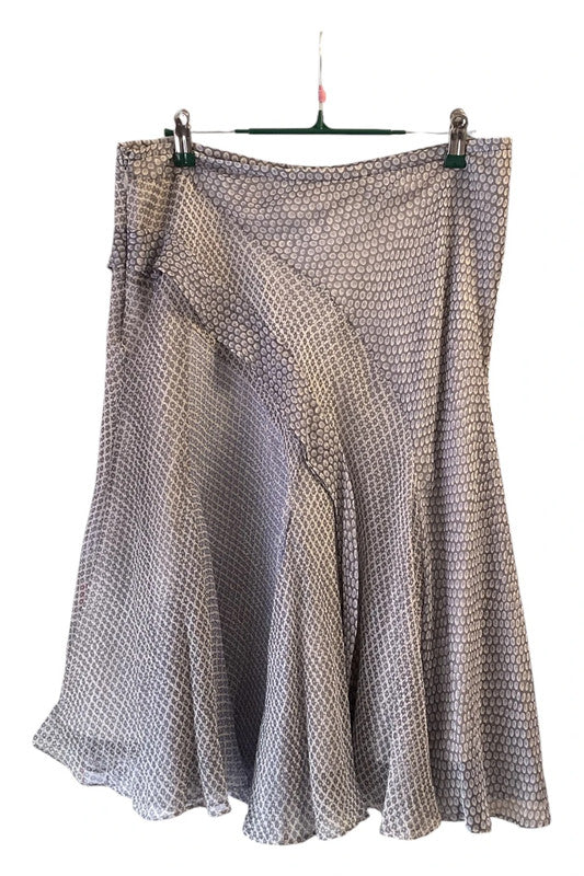Skirt grey print patterned midi size 12 9725RSW