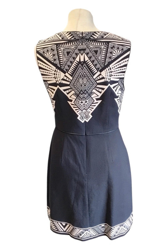 Oasis Dress Black Print Sz 10 9709CR