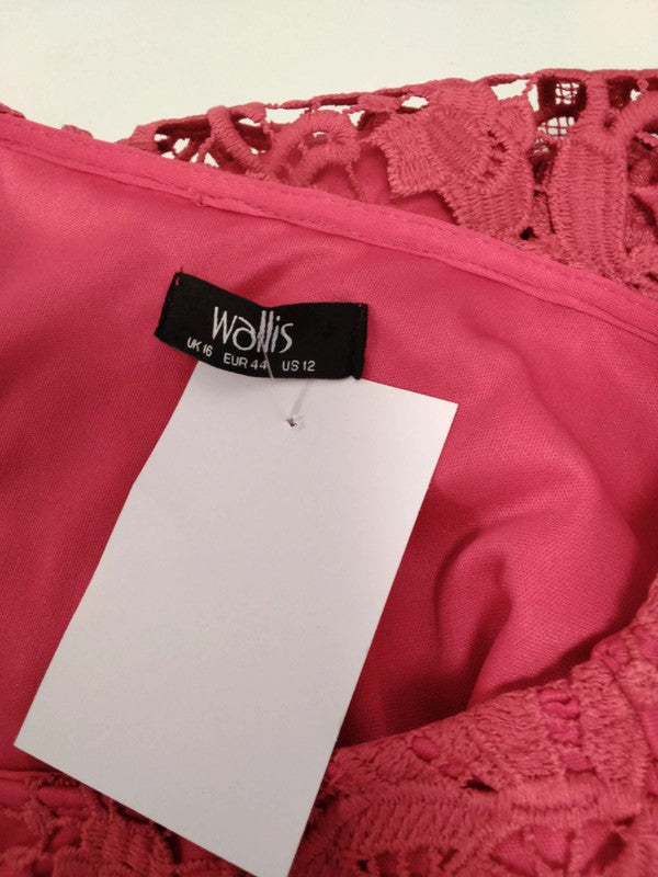 Wallis Dress Red Lace Sz 16 9756RKE