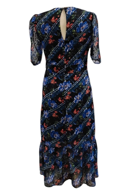 Hope&Ivy Dress navy print floral print midi size 6 5506HM