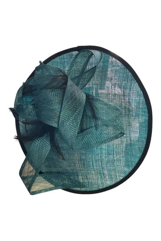 Gold fascinator hat teal blue 6864DD