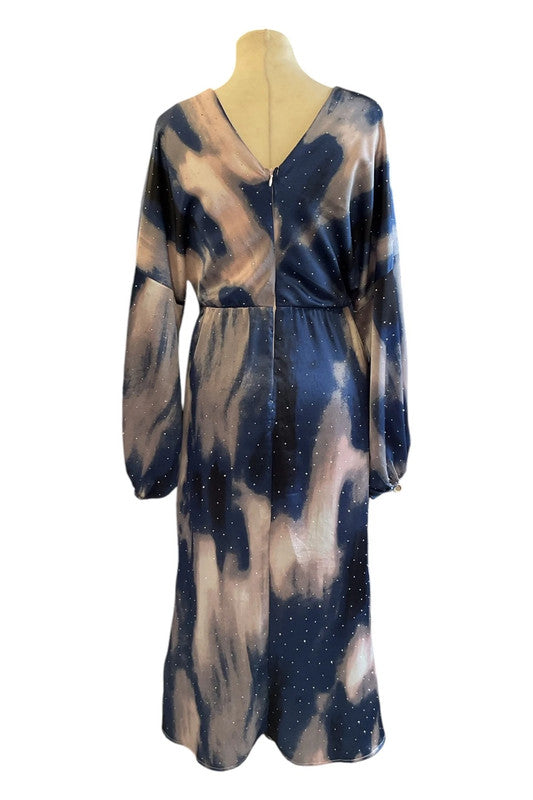 Girl In Mind Dress blue print size 8 9844TEB