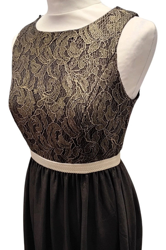 Boohoo Dress Formal Black&Gold Sz 10 9841TEB