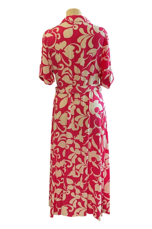 F&F Dress pink print maxi size 12 9846DUF