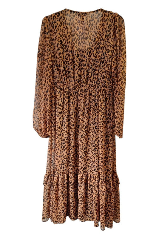 New Look dress brown print Size 12 10066OMC
