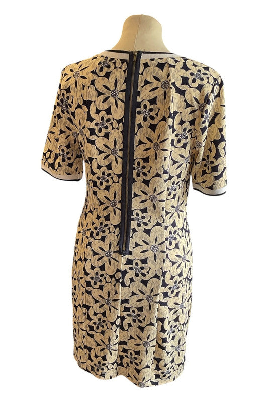 Marc Mangelo Dress navy & creamh floral print size 10 6600CDC