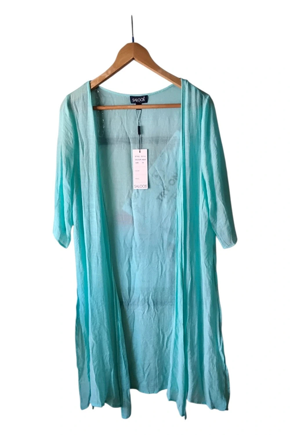 Saloos 2Pc Cardi Dress White Teal Sz 14 10089RBO