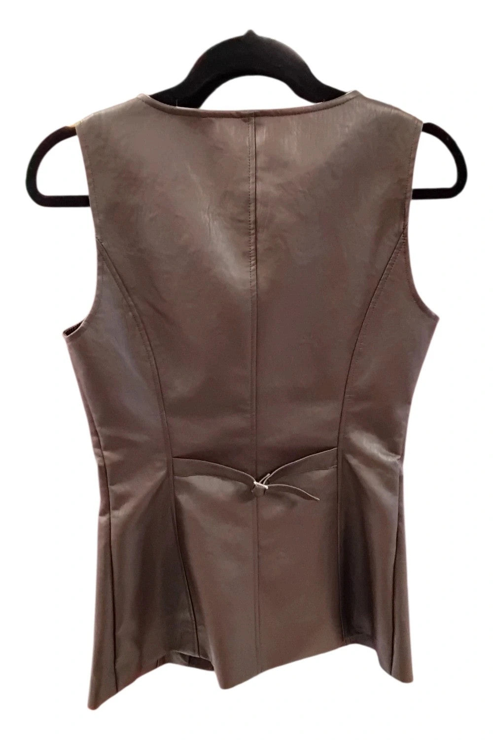 River Island faux leather vest coat brown Size 8 10162MG