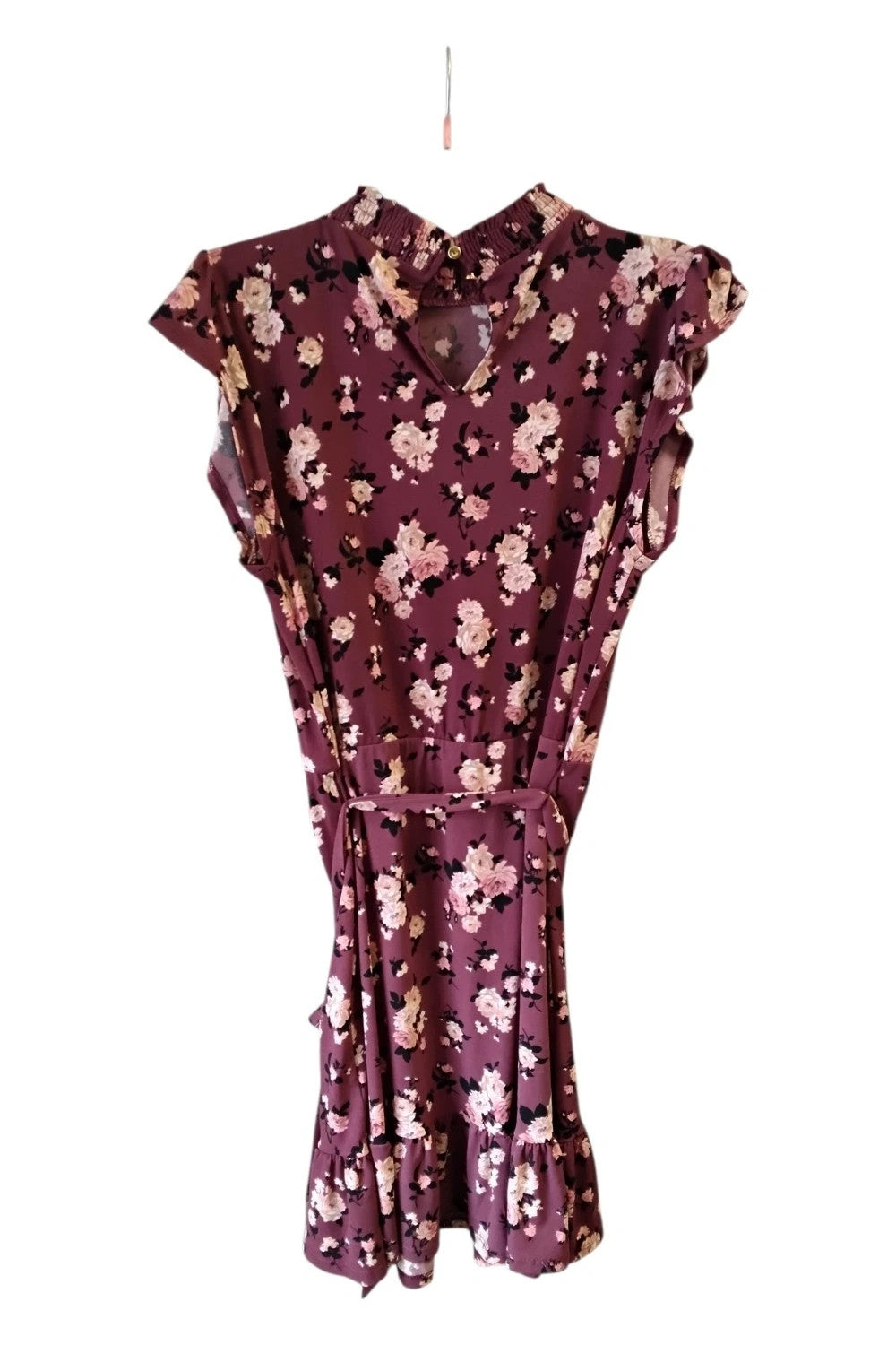 Oasis Dress Burgundi Print Sz L 10201SHO
