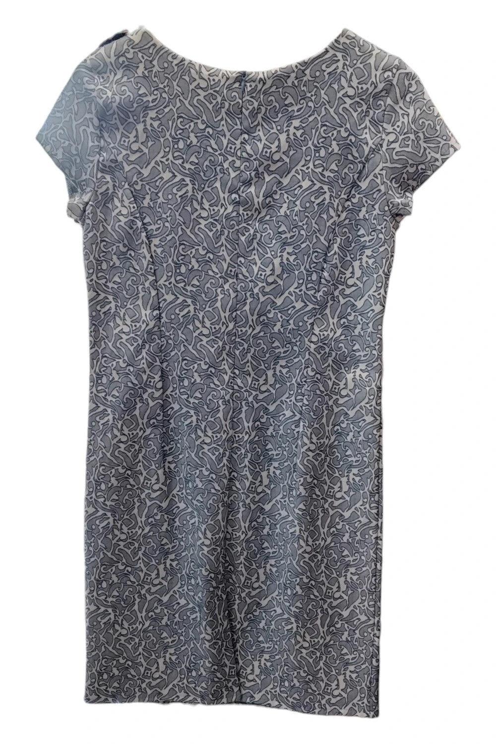 Jenny Wren grey and white dress, size-14, 10024ANN