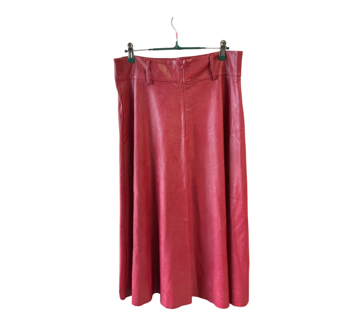 Boohoo faux leather red skirt, size-12, 10556MMD
