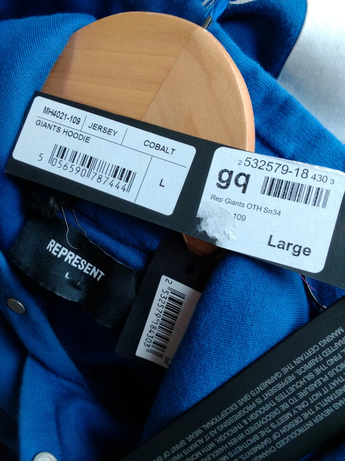 Represent Hoodi Mens BNWT Blue Sz-L 4644MF