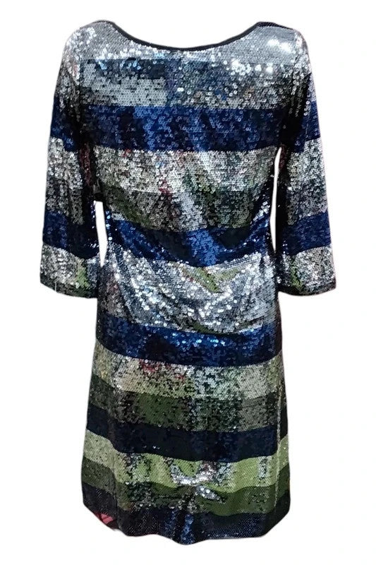 Sequined Stripe Dress Sz S 2497