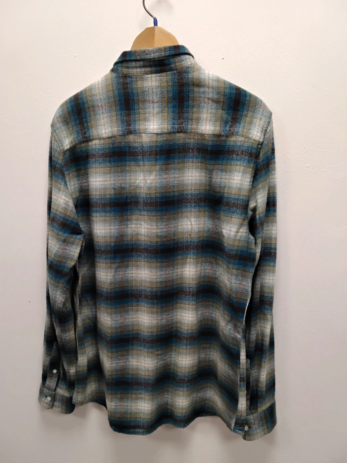 River Island Men's Shirt Blue Plaid Sz-L 11028DAN