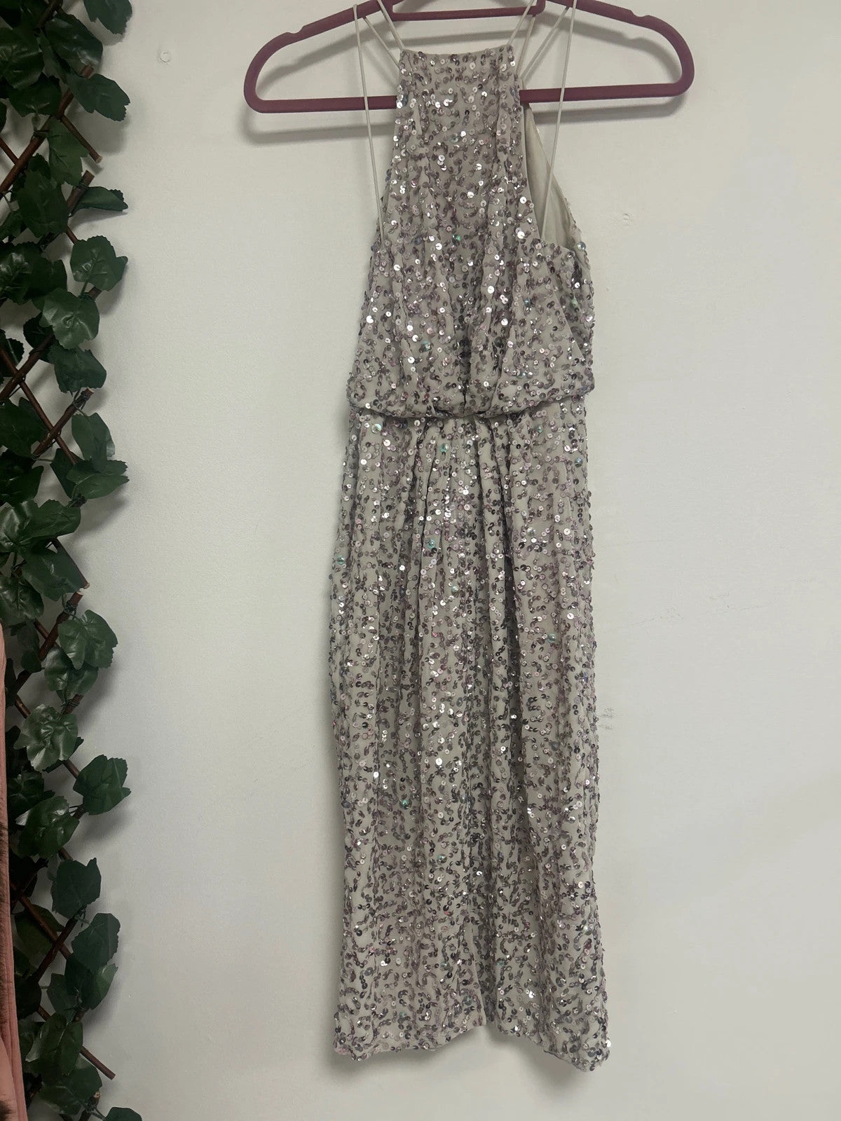 ASOS Beige Glitter Party Dress, Size 6 (11075AOK)