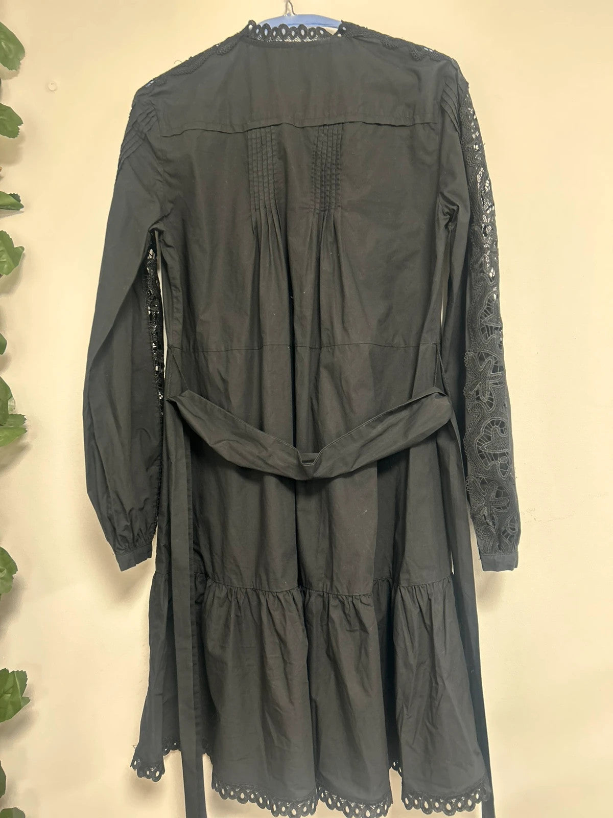 Karen Millen 100%Cotton Black Lace High Neck Dress size 8 11078AOK